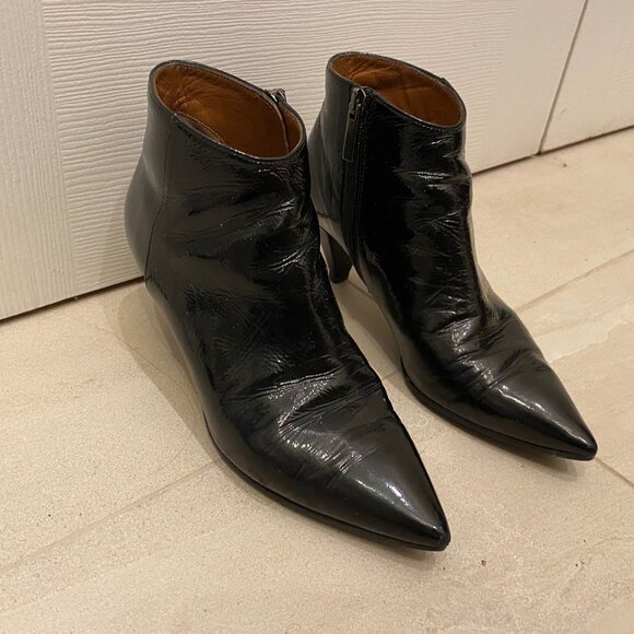 Aquatalia waterproof Patent leather  blk dress booties 6.5 - Picture 2 of 5